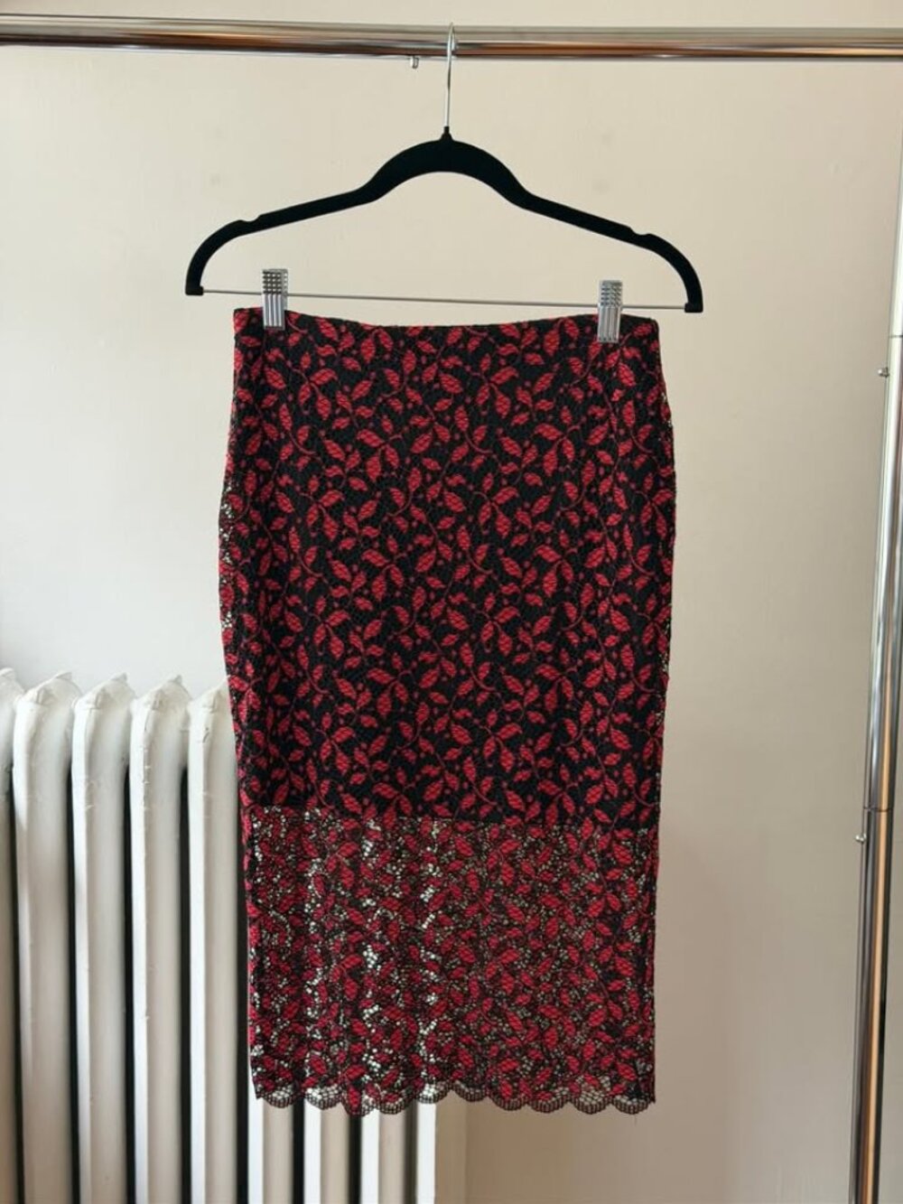 NWT Sheer Lace Flower Midi Pencil Skirt - Brand New